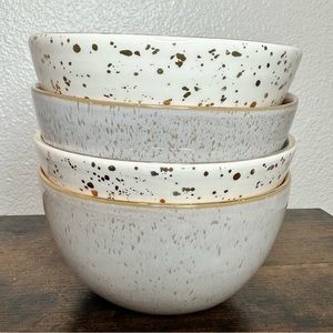 Gold Spots & White Bowls Mimira by Suite One Studio Dinner Set of 4 Anthropology